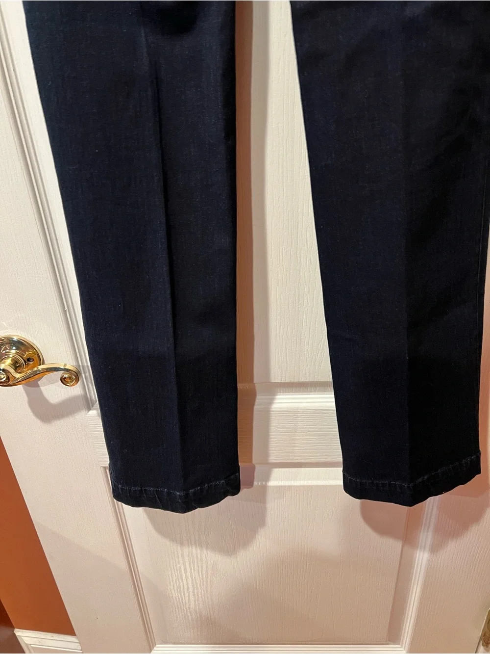 Dark Denim Straight-Leg Pants with Front Flap Pockets brand new with tags